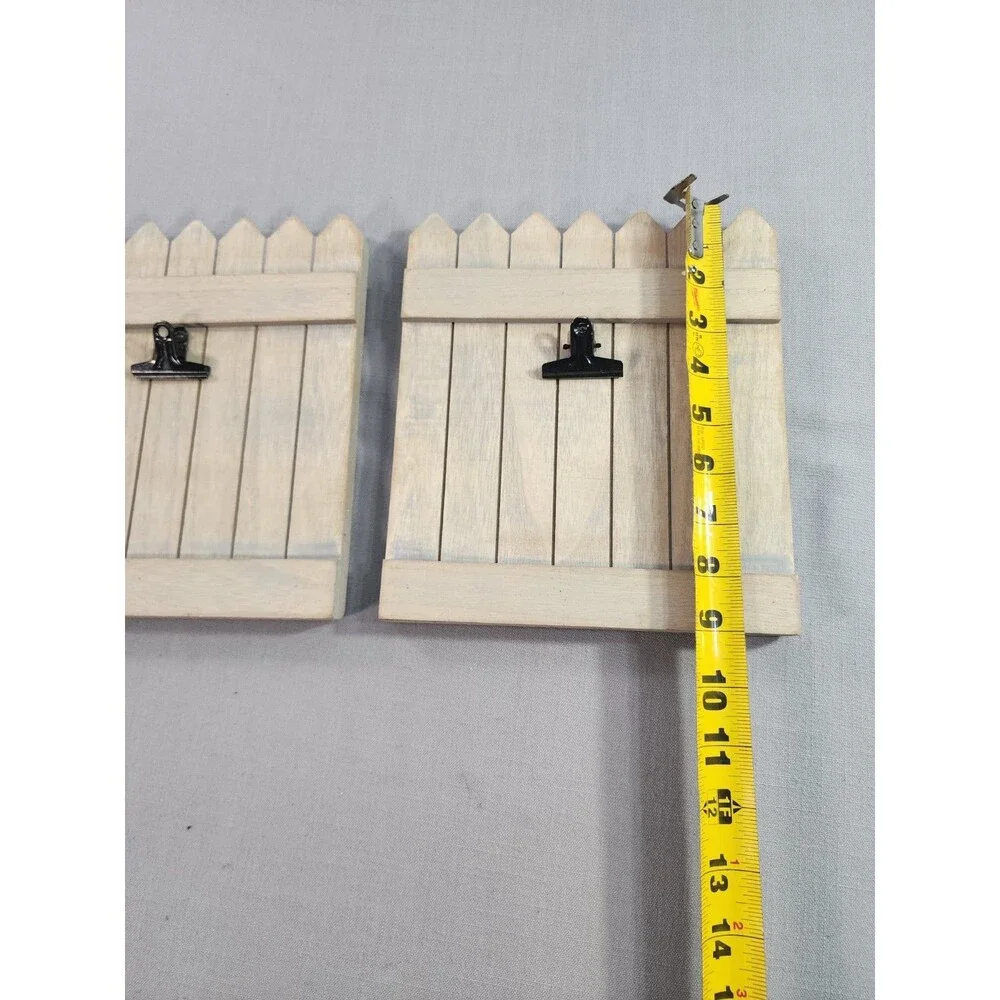pair of rustic Gray picket-fence photo or memo clip holders:
